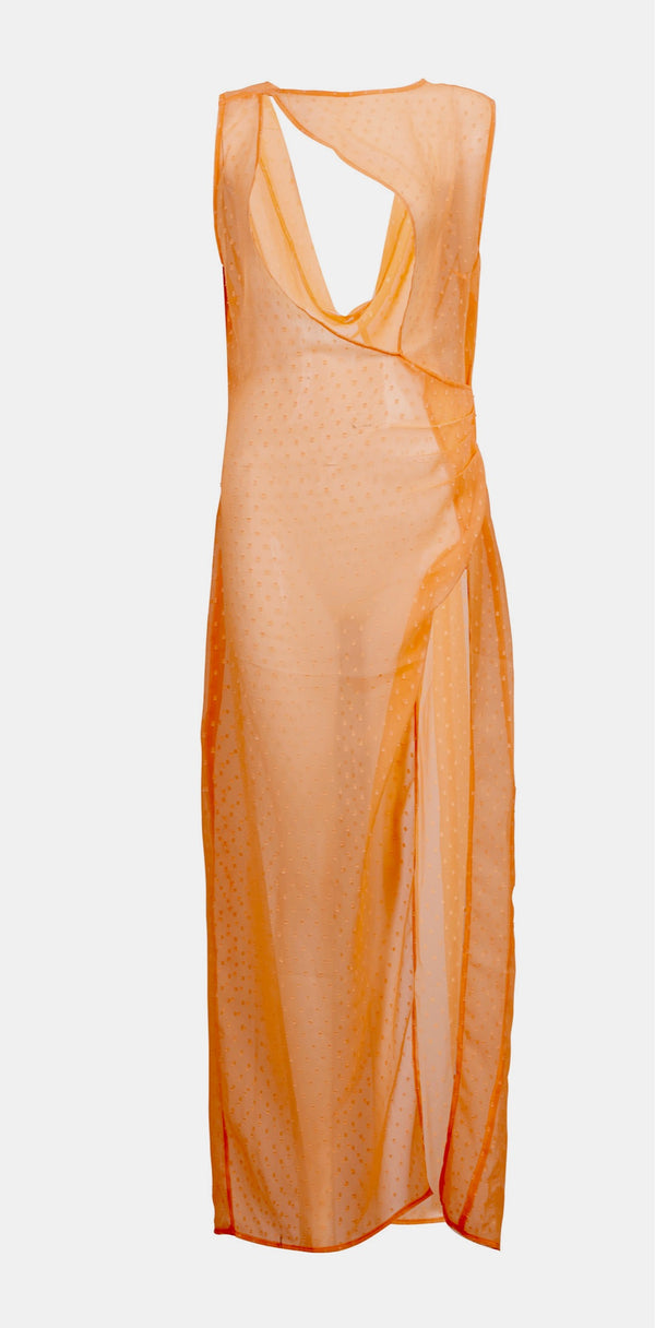 ⁨שמלת מקסי צבע כתום - MAXI DRESS⁩