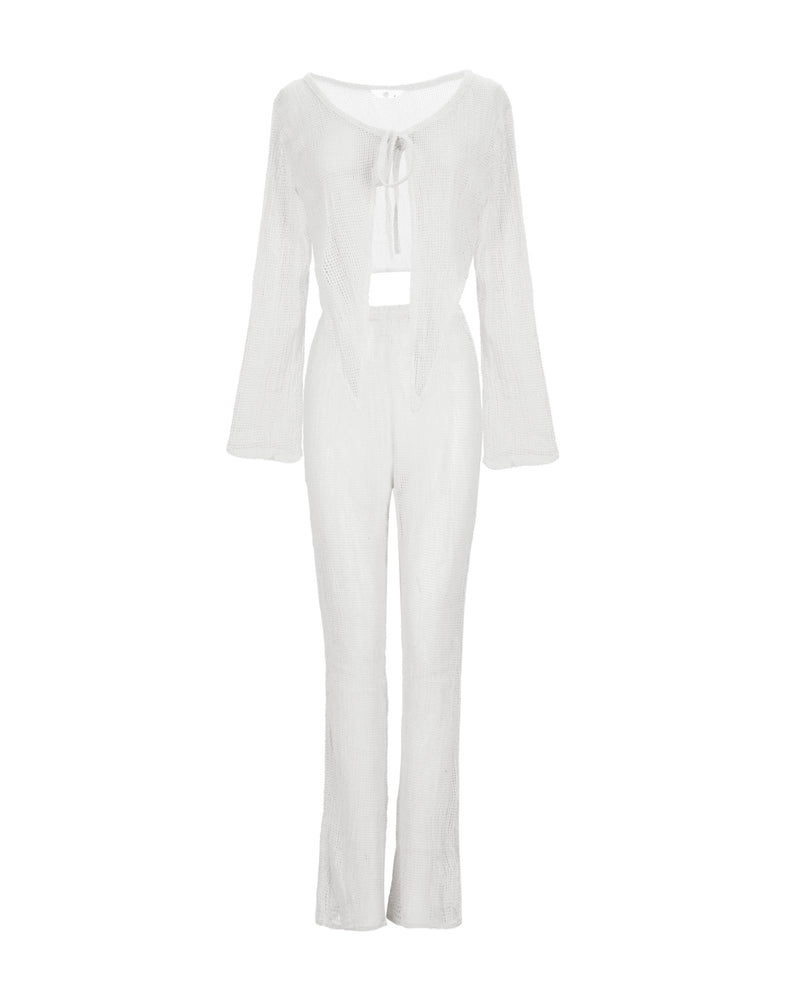 חליפת קרושה צבע לבן- Crochet suit color white