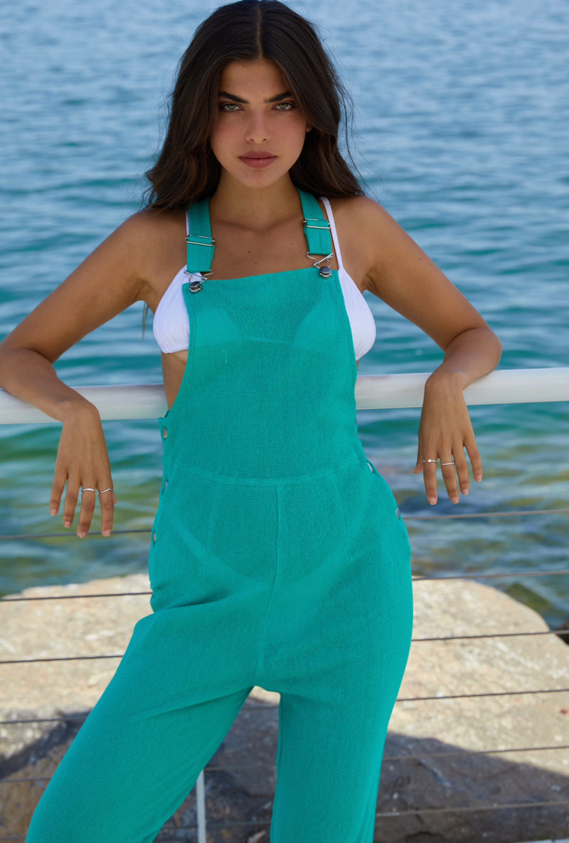 אוברול לחוף צבע ירוק - Beach overall color green