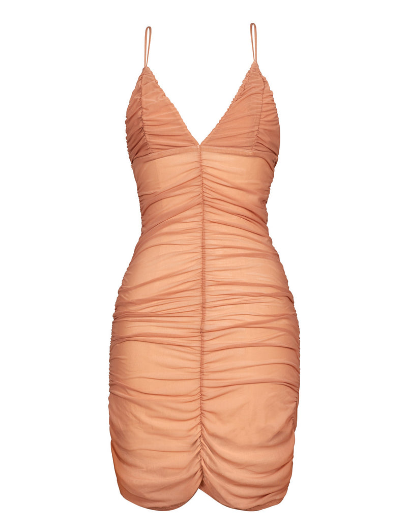 שמלת חוף צמודה צבע חום - TIGHT BEACH DRESS COLOR BROWN