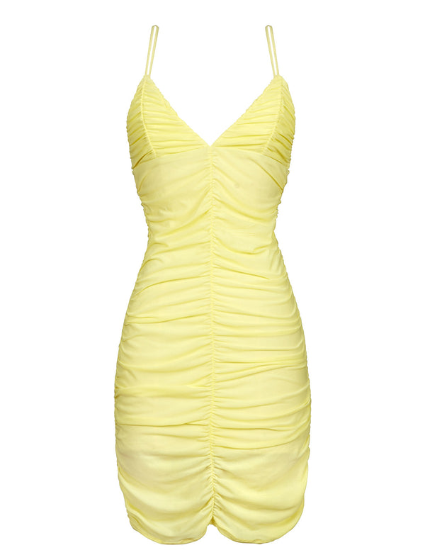שמלת חוף צמודה צבע צהוב -TIGHT BEACH DRESS COLOR YELLOW