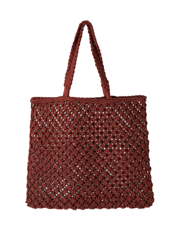 ⁨תיק מקרמה צבע חום - brown macrame bag⁩